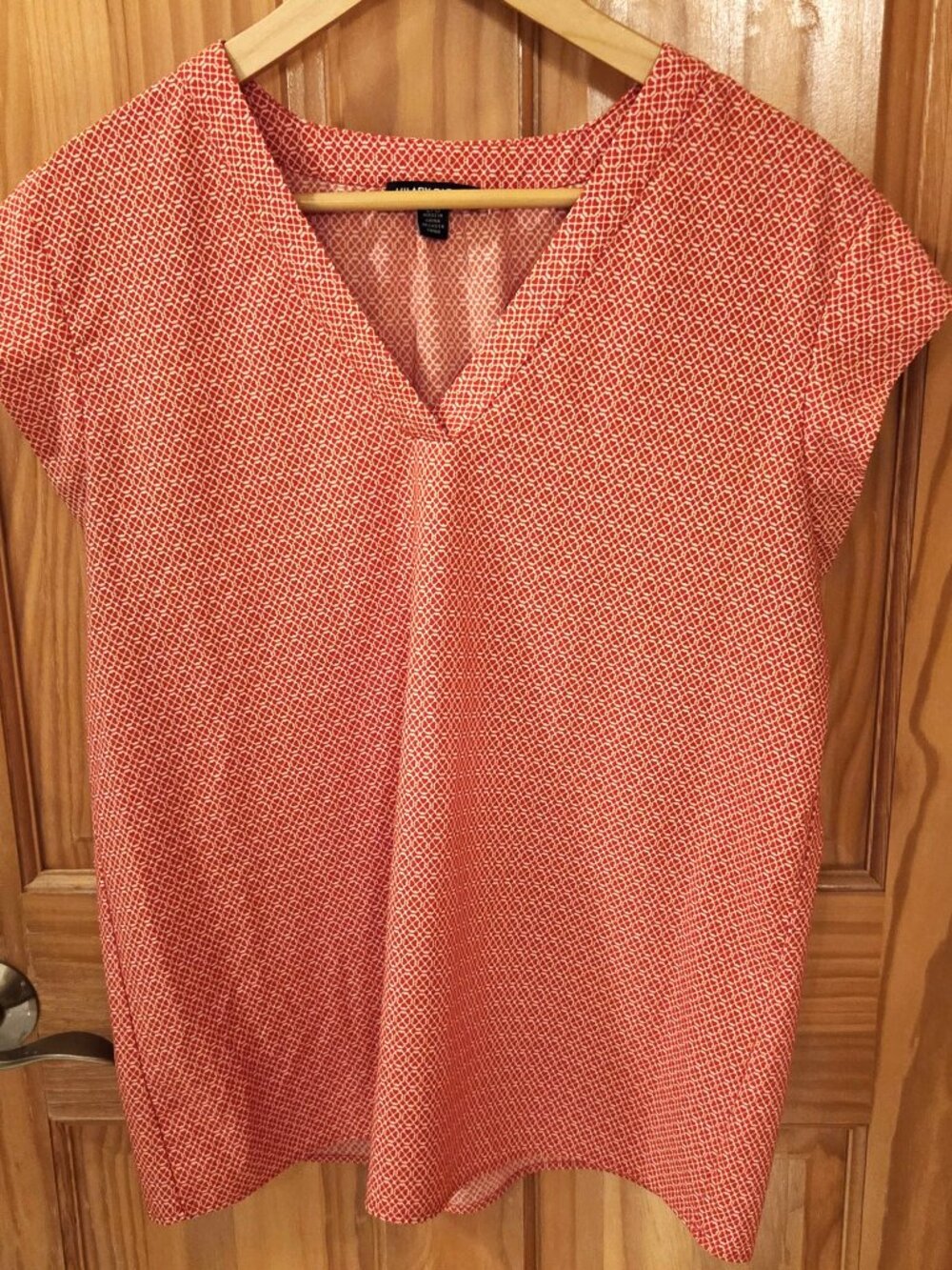 Hilary Radley Blouse - Womens V Neck Cap Sleeve - Red - Large - Excellent Condit